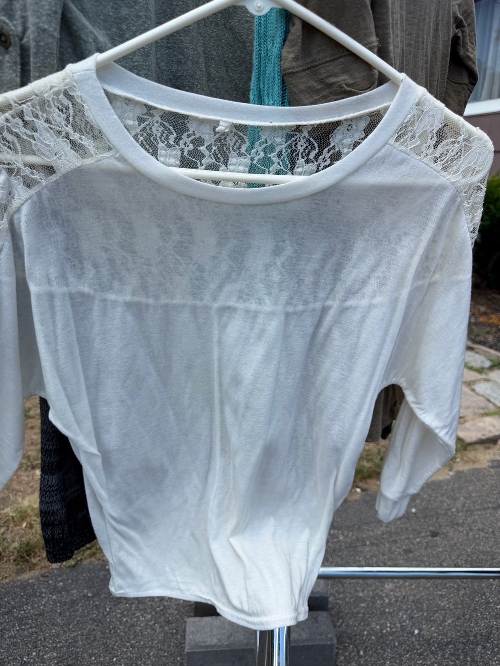 Women’s White Lace Yoke Top